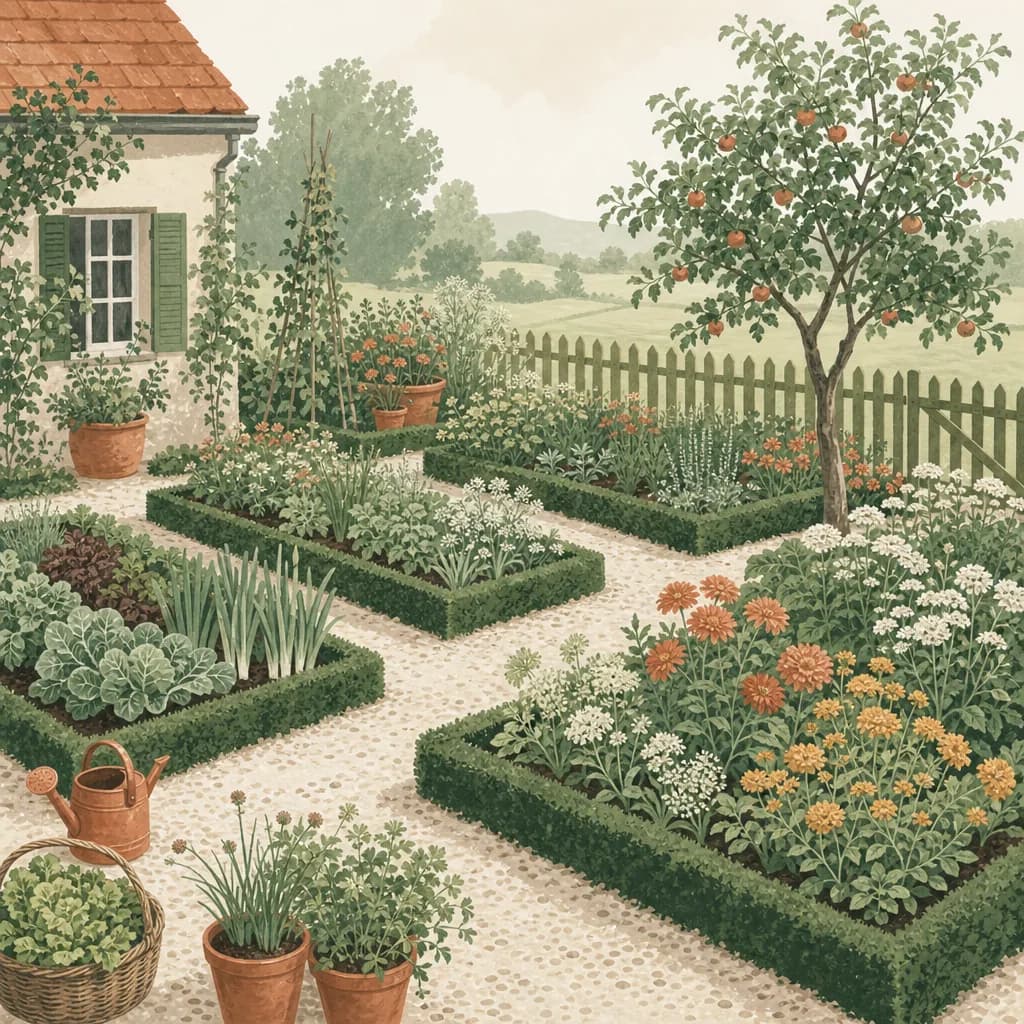 Stimmungsbild: Landhausgarten planen – Beispielplan & Grundriss