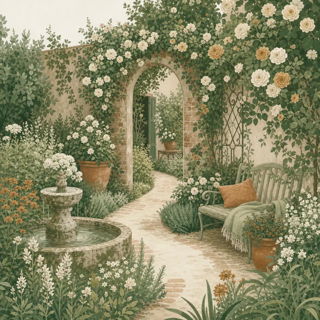 Stimmungsbild: Romantischer Garten planen – Beispielplan & Grundriss