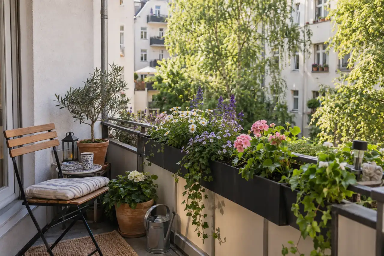 Sommerblumen als klarer Akzent im Balkonkasten