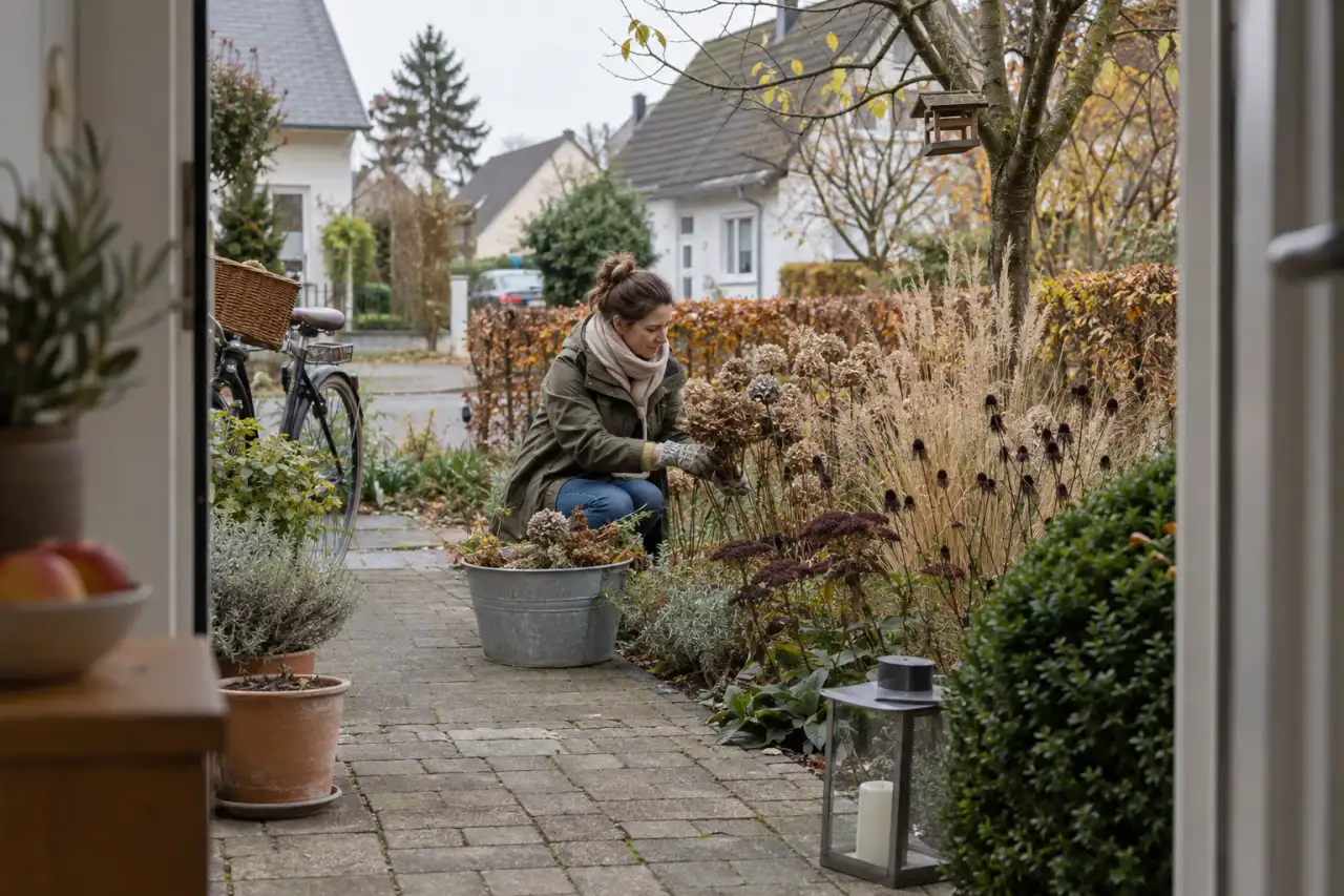 Ruhige Jahresstruktur vom Hauseingang aus