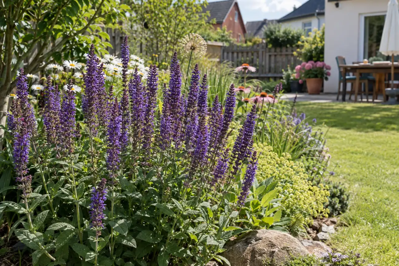Violetter Steppen-Salbei im sonnigen Beet
