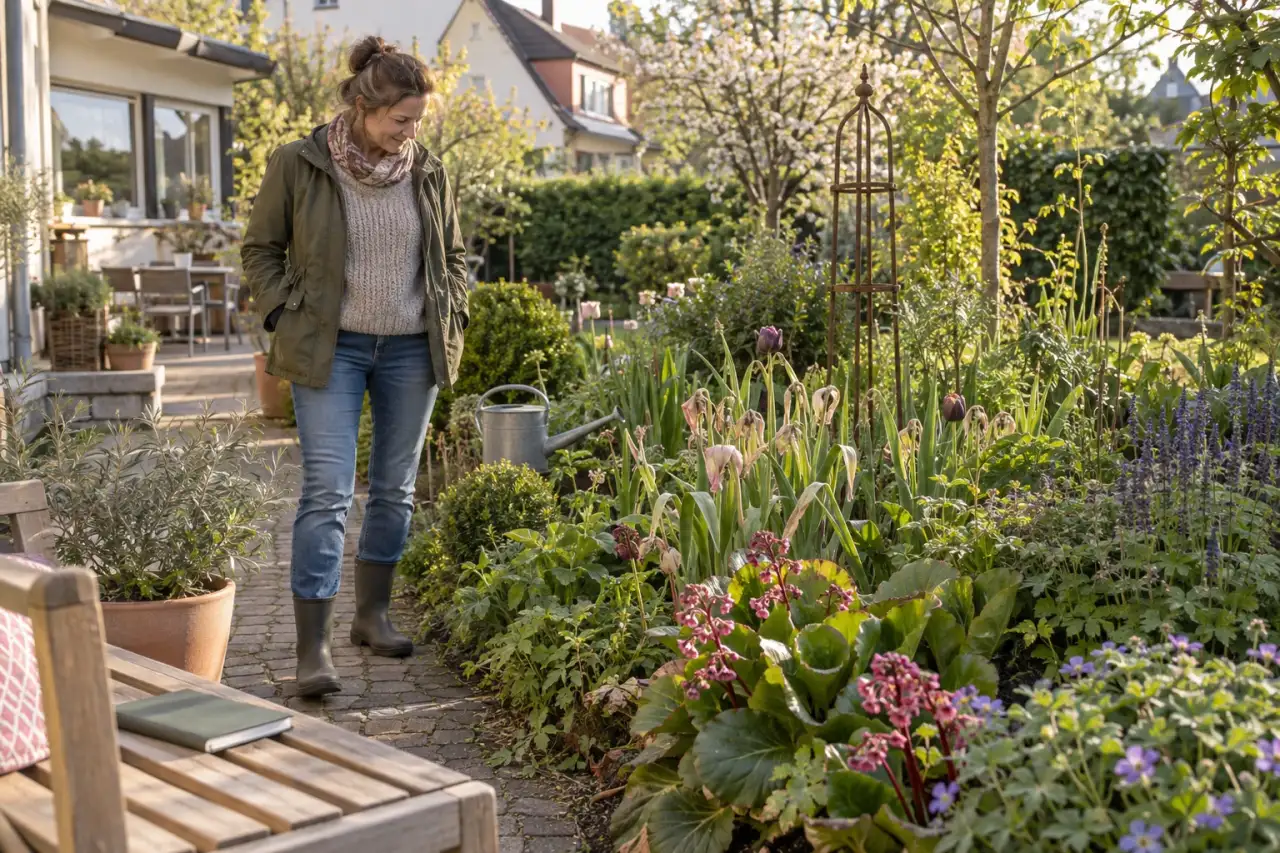 Übergang von Tulpenblüte zu Staudenlaub