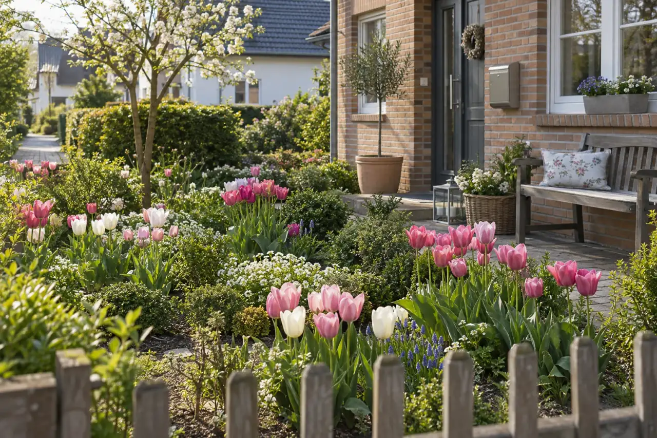 Wiederholte Gruppen im Tulpenbeet