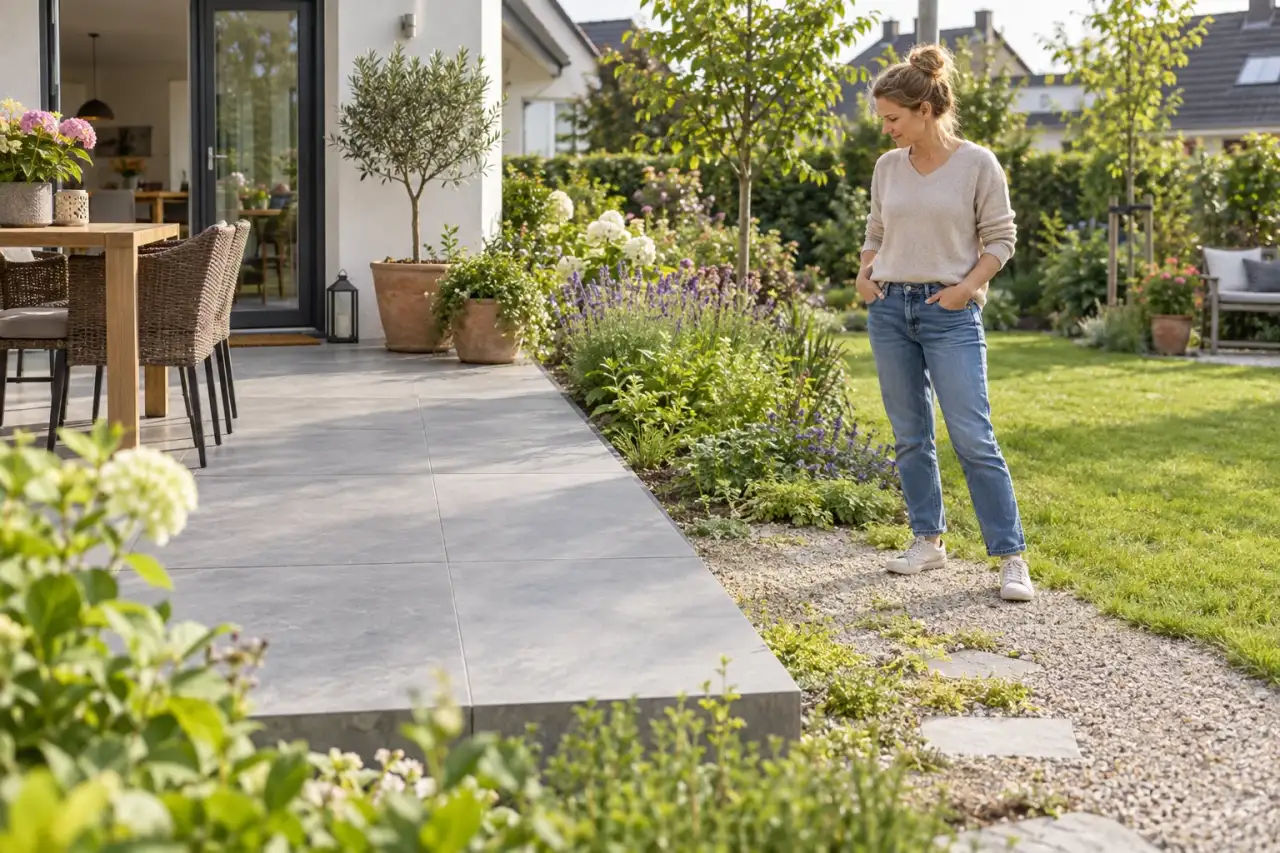 Zwei fertige Anschlüsse an eine Terrasse werden miteinander verglichen.