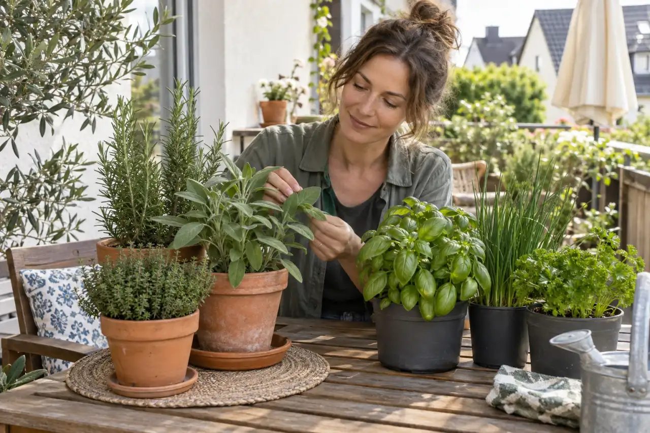 Zwei sichtbar getrennte Kräutergruppen für sonnige und frischere Plätze.