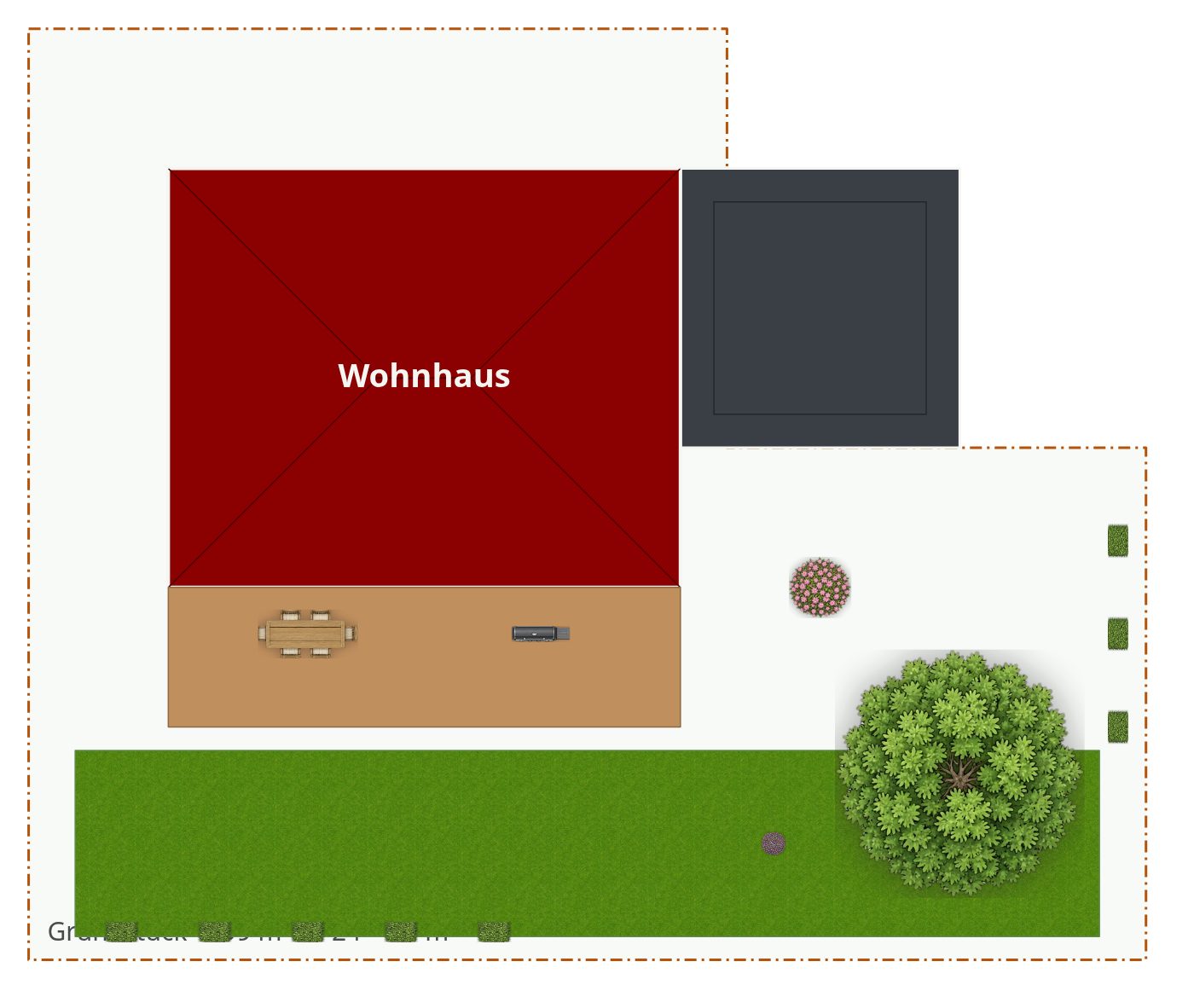 Beispielplan: Garten auf dem Eckgrundstück planen