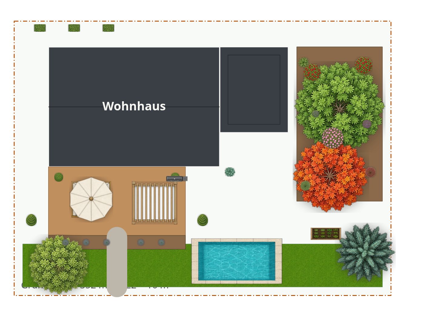Beispielplan: Garten am Einfamilienhaus planen