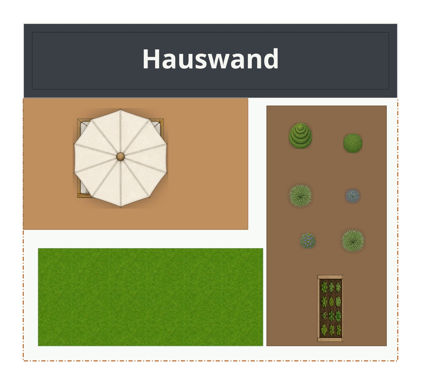 Beispielplan: Kleinen Garten planen – mehr Raum auf wenig Fläche