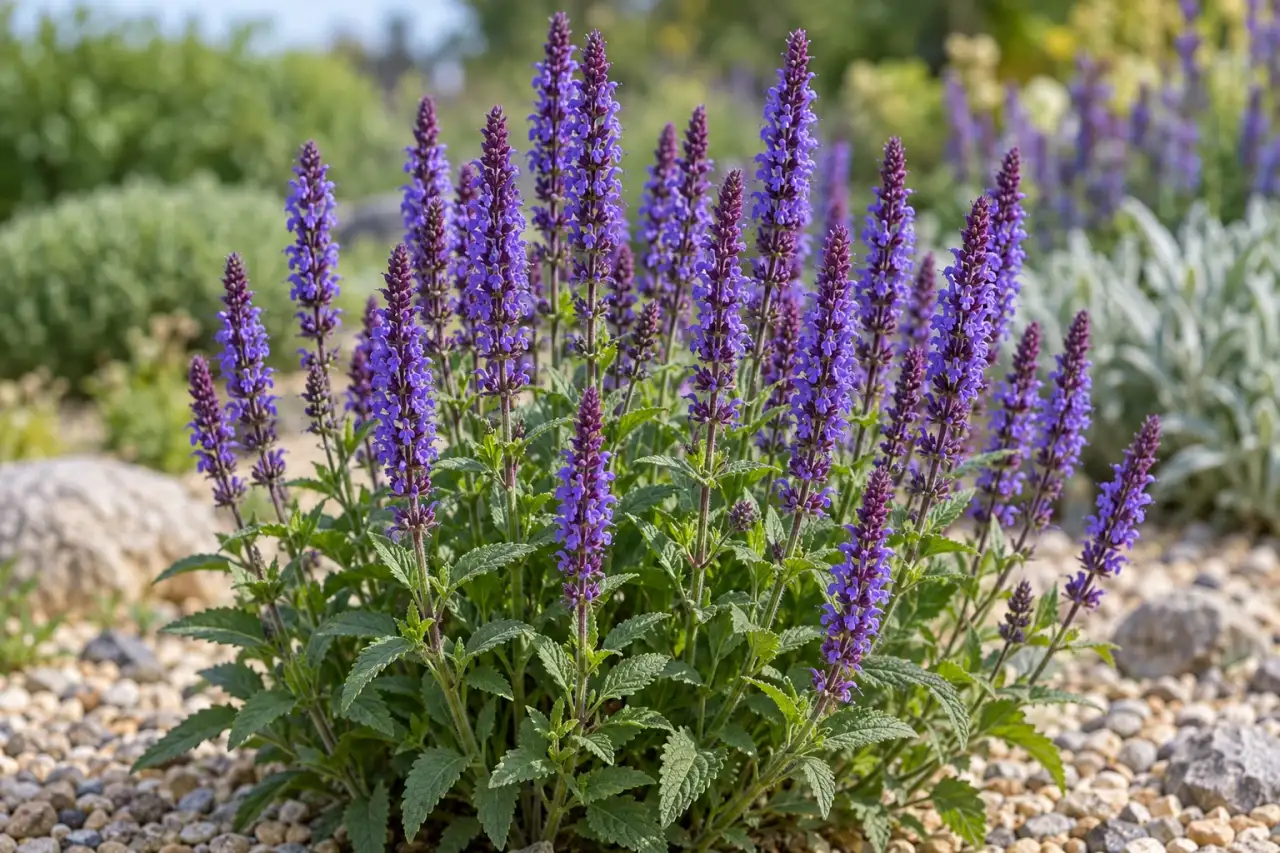 Steppen-Salbei mit aufrechten violetten Blütenständen