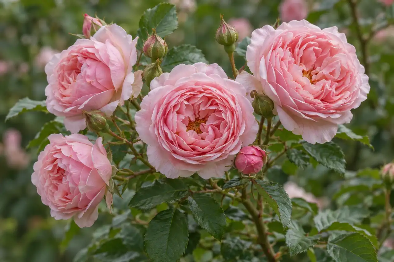 Blüten und Zweige einer passend ausgewählten Duft- oder Strauchrose