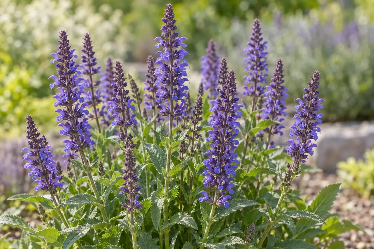 Steppen-Salbei mit aufrechten violetten Blütenständen
