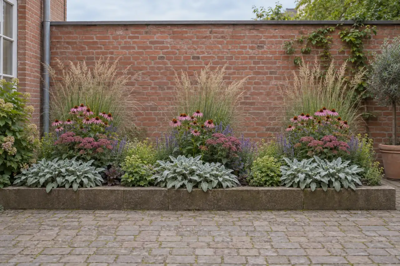 Blüten, Blattstrukturen, Gräser und Samenstände in wiederkehrenden Gruppen