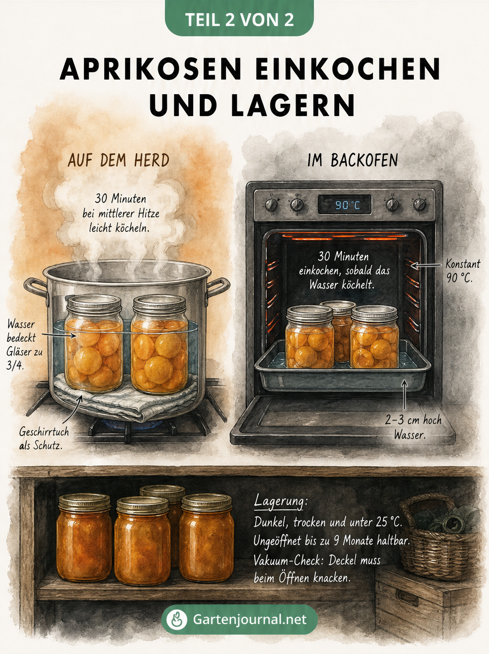 Vergleich der Einkochmethoden für Aprikosen im Kochtopf und Backofen sowie Tipps zur richtigen Lagerung