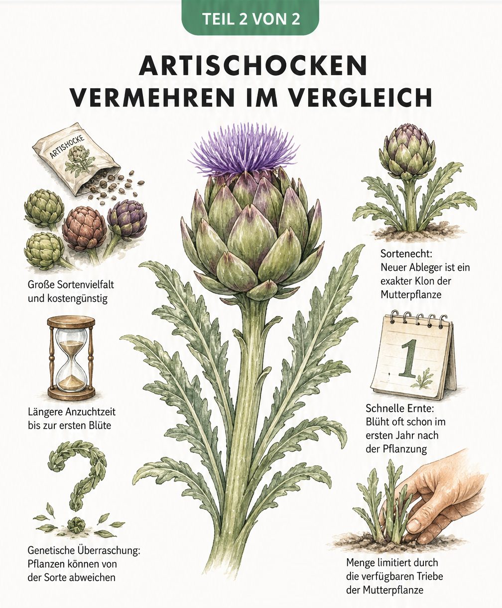 Vergleich der Artischocken-Vermehrungsmethoden: Samen vs. Teilung mit Vor- und Nachteilen