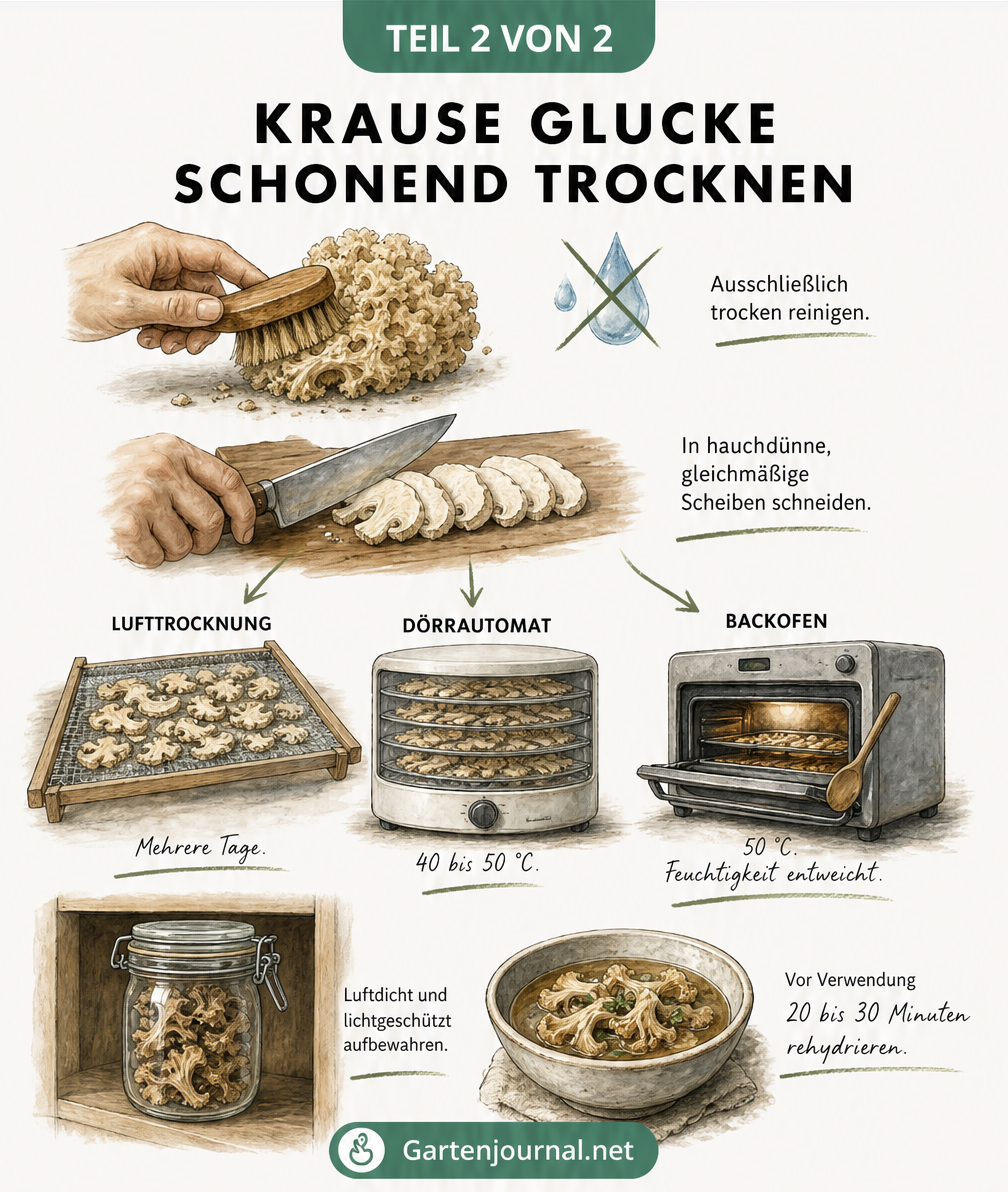 Illustration der Krausen Glucke bei der Trockenreinigung und verschiedenen Trocknungsmethoden