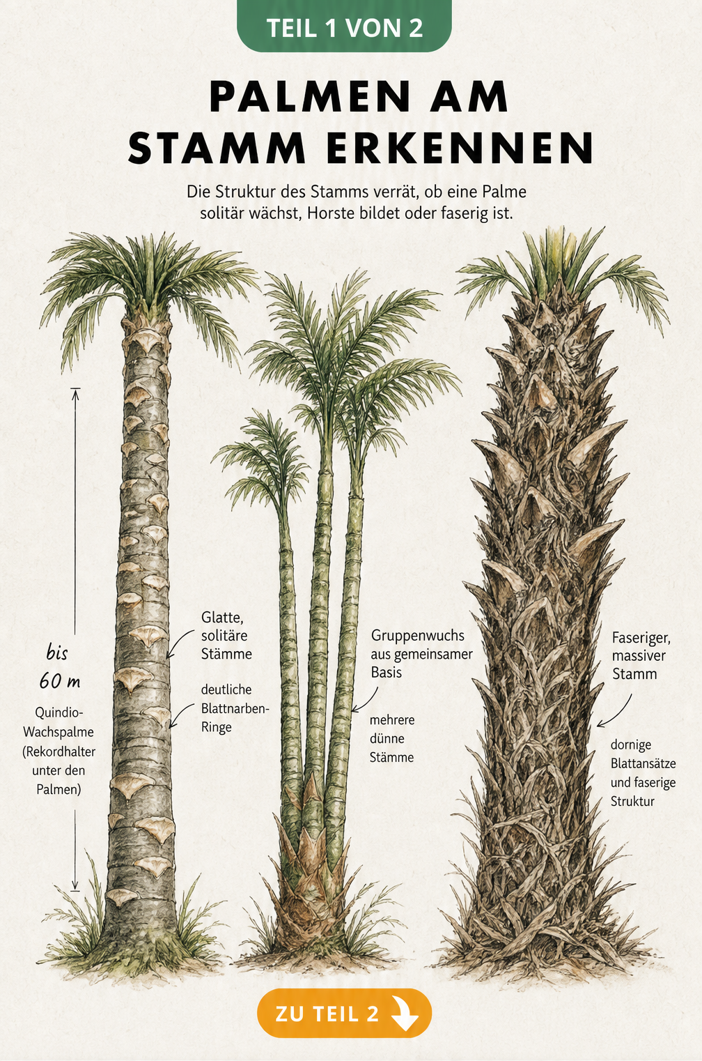 Palmen am Stamm erkennen als Infografik