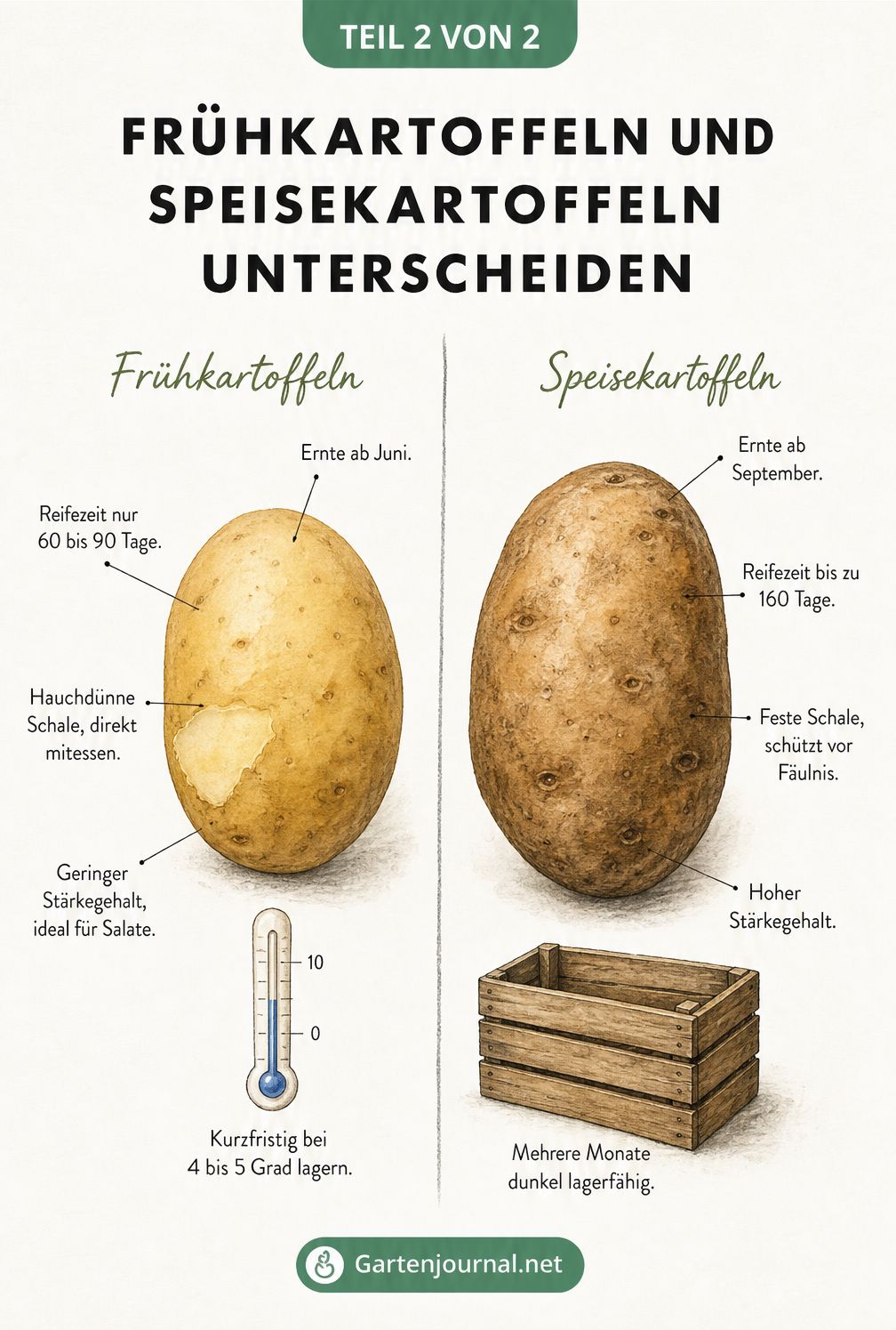 Vergleich der Merkmale von Frühkartoffeln und Speisekartoffeln