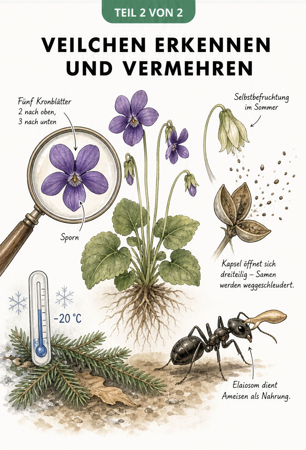 Veilchen erkennen und vermehren als Infografik