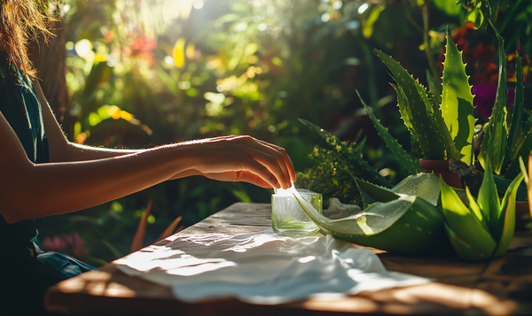 Äußere Anwendung von Aloe vera-Gel