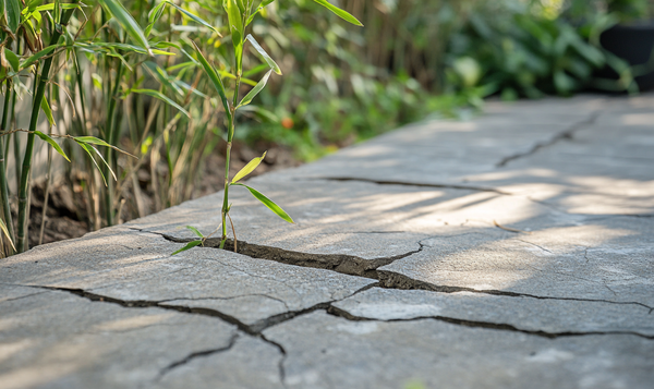 Bambuswachstum durch Beton