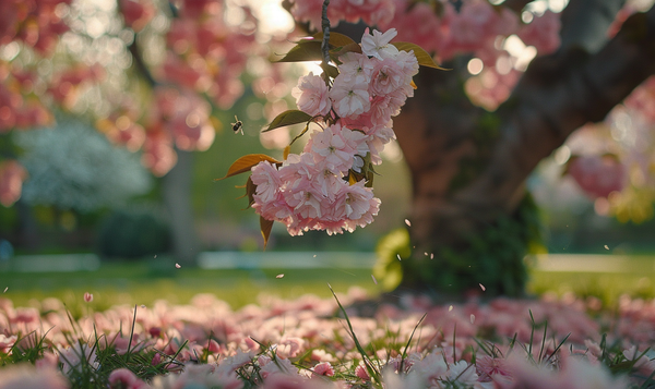 Bäume mit rosa Blüten im Mai