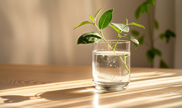 Bewurzelungsprozess im Wasserglas