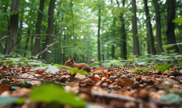 Bucheckern als Nahrungsquelle im Wald