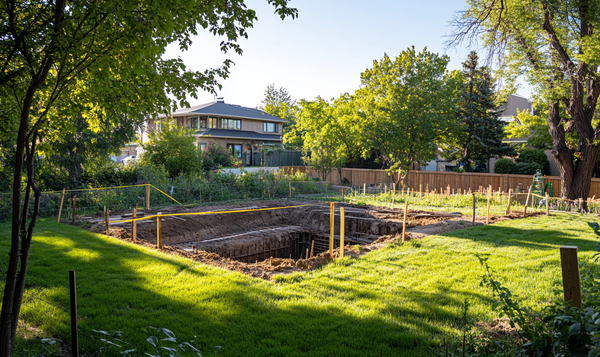 Die Bauphasen eines Gartenhauses mit Keller