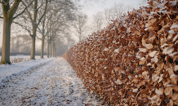 Die Rotbuchenhecke als winterlicher Sichtschutz
