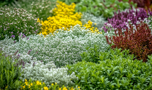 Farbenfrohe Blätter und Blüten