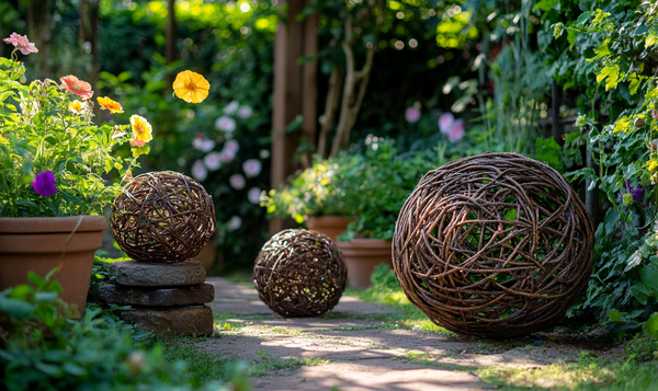 Gartendeko-Kugeln aus Clematisranken flechten