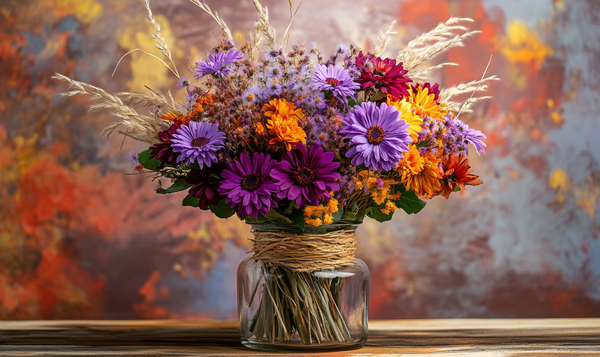 Gestaltungsmöglichkeiten mit Astern in der Vase