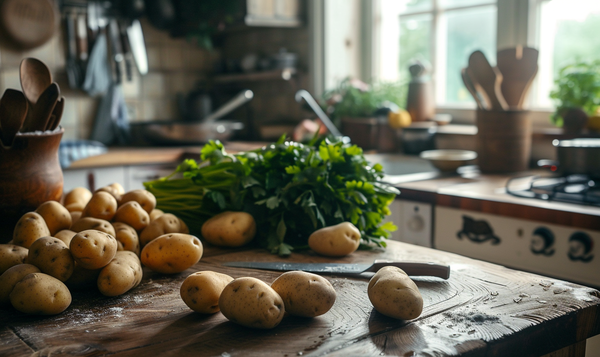Giersch und Kartoffeln in der Küche