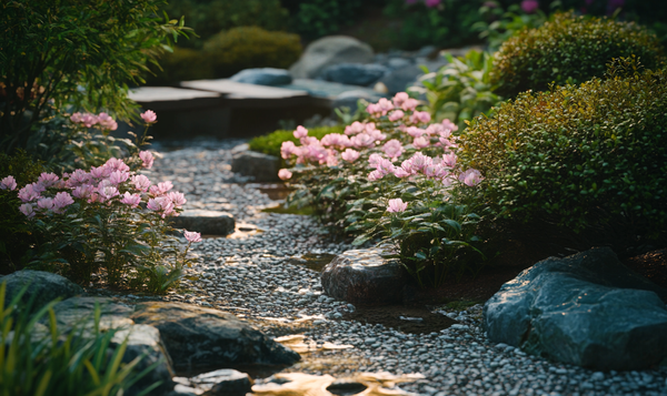 Grasnelken im japanischen Garten