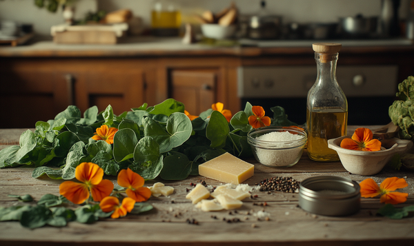 Herstellung von Kapuzinerkresse-Pesto