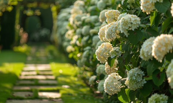 Hortensien als Hecke