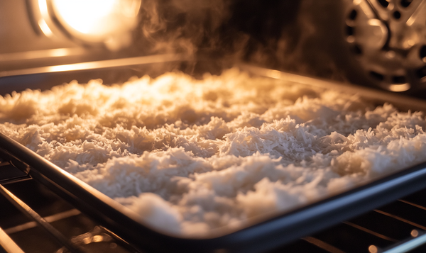 Kokosnuss im Backofen trocknen