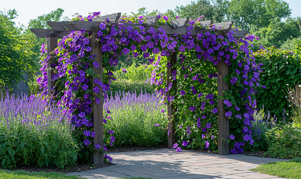 Lavendel als Unterpflanzung für Clematis