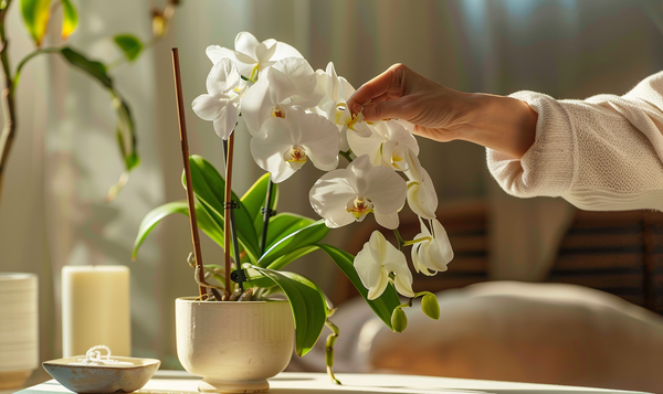 Orchideenblätter von Staub und Schmutz befreien