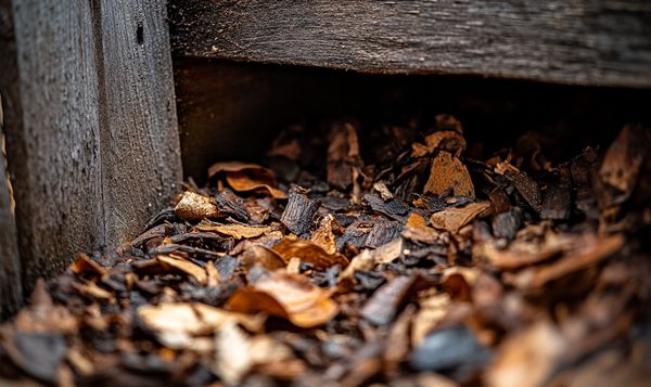 Rindenmulch und Laub als Füllmaterial