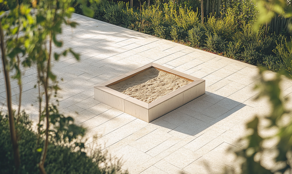 Sandkasten als Teil der Terrassengestaltung