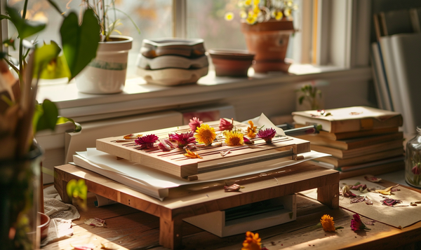 Trocknen in der Blumenpresse