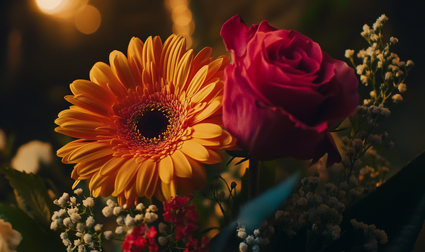 Verwendung von Gerbera und Rosen in Sträußen