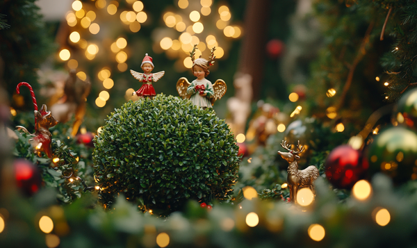 Verzierung mit kleinen Weihnachtsfiguren
