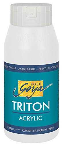 KREUL 17017 - Solo Goya Triton Acrylfarbe weiß, 750 ml Flasche, schnell und matt trocknend, Farbe auf Wasserbasis, in Studioqualität, vielseitig einsetzbar, gut deckend und ergiebig