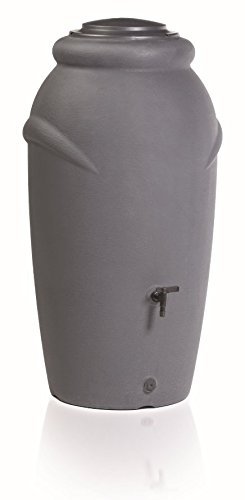 Regentonne 210 Liter [Amphore Design] Regenfass Frostsicher aus Kunststoff - Regenwassertonne mit Wasserhahn - Regenwassertank Garten (Grau)
