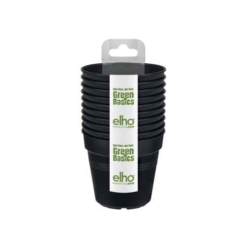 Elho Green Basics Anzuchttopf 8 - Growpot für Züchten und Ernten - Ø 7.5 x H 12.0 cm - Schwarz/Living Schwarz