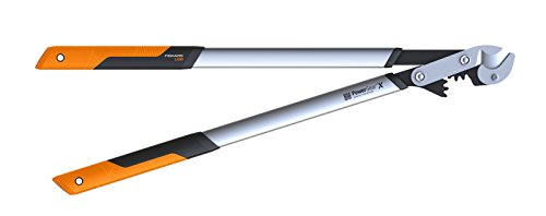 Fiskars PowerGearX Amboss-Getriebeastschere für trockenes und hartes Holz, Antihaftbeschichtet, Gehärteter Präzisionsstahl, Länge 80 cm, Schwarz/Orange, LX99-L, 1020189