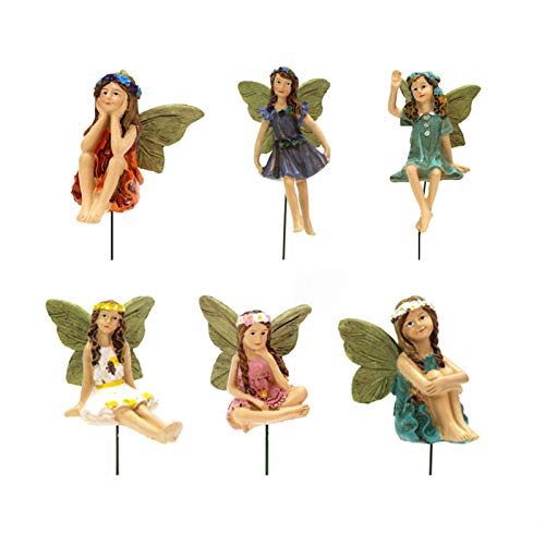 6 Stück Miniatur Feen Figuren Zubehör für Outdoor-Deko Mini Feen -Fairy Figuren Verschiedene Miniatur Blumen Garten Blumentopf Puppenhaus Dekoration, feengarten zubehör, Trolle und elfen deko figuren