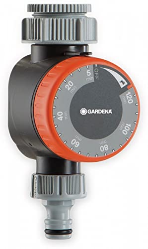 Gardena Bewässerungsuhr: Automatische Zeitschaltuhr für Wasserhähne 26,5 mm (G 3/4) oder 33,3 mm (G1), Bewässerungsdauer (5-120 min), leichtes Schnellstecksystem (1169-20) Mehrfarbig, Einheitsgröße